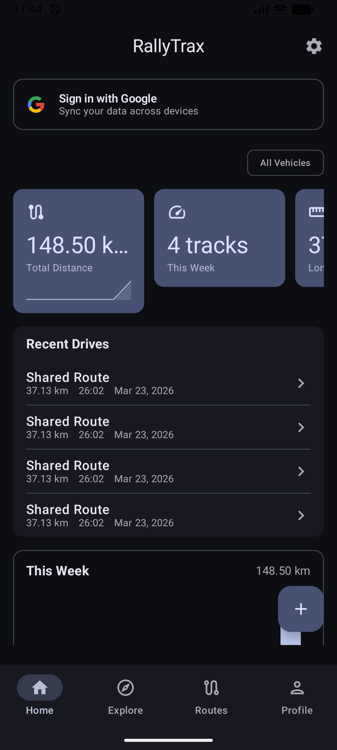 RallyTrax App Screenshot